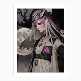 Gothic girl in the woods Art Print