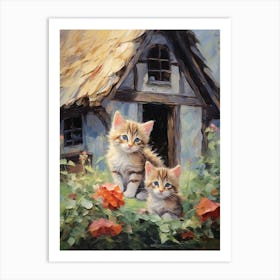 Cute Kittens In The Garden Of A Medieval Barn 2 Art Print