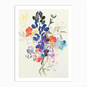 Bluebonnet 6 Collage Flower Bouquet Art Print