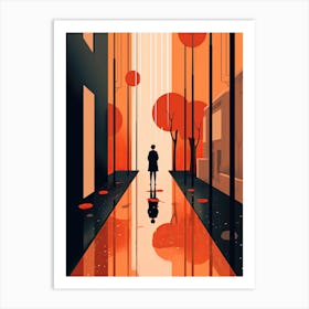 City In The Rain, minimalism Art Print