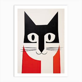 Purr-spective Cubism: Minimalist Cat Portraits with a Twist Art Print