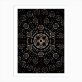 Geometric Glyph Radial Array in Glitter Gold on Black n.0254 Art Print