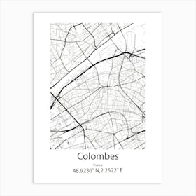 Colombes,France Minimalist Map Art Print