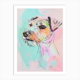 Pastel Wolfhound Rat Terrier Dog Pastel Line Illustration 2 Art Print
