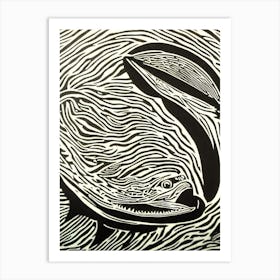 Cookie Cutter Shark Linocut Art Print