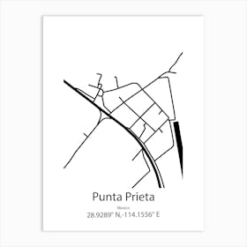 Punta Prieta,Mexico Minimalist Map Art Print