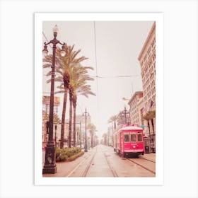 Red Tram Of New Orleans Art Print