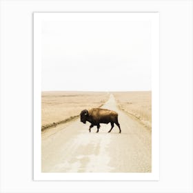 Bison Crossing Road Art Print