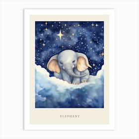 Baby Elephant 6 Sleeping In The Clouds Nursery Poster Art Print