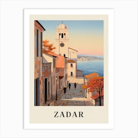 Zadar Croatia 3 Vintage Pink Travel Illustration Poster Art Print