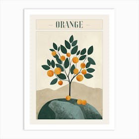 Orange Tree Minimal Japandi Illustration 4 Poster Art Print