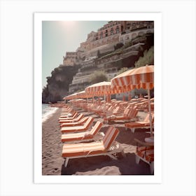 Postiano Sunbeds Summer Vintage Photography Art Print