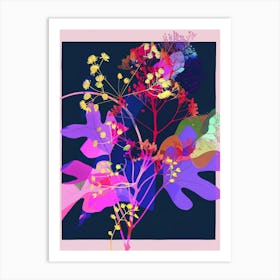 Gypsophila (Baby S Breath) 4 Neon Flower Collage Art Print