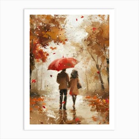 Couple Walking In The Rain 5 Art Print