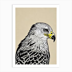 Golden Eagle Linocut Bird Art Print