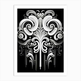 Surreal Symmetry Abstract Black And White 4 Art Print