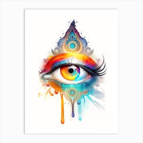 Om Aum, Symbol, Third Eye Watercolour 3 Art Print