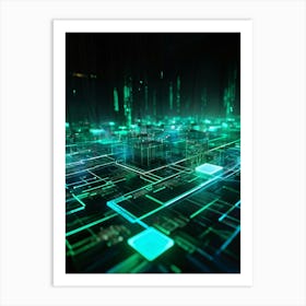 Cyber Intelligence And Memory Visualized In A 3d Model A Nexus Of Data Streams Flowing And Intertwi (6) Art Print