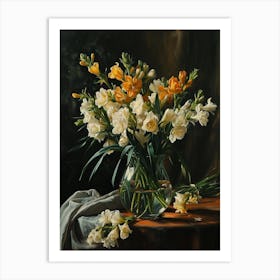 Baroque Floral Still Life Freesia 2 Art Print