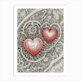 Two Hearts Art Print