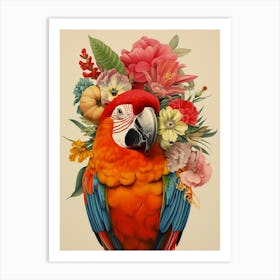 Bird With A Flower Crown Parrot 3 Art Print