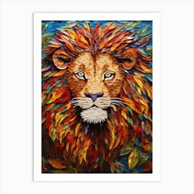 Lion Art Painting Mosaic Style 1 Art Print