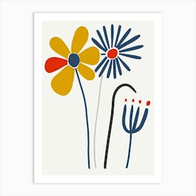 Flowers On A White Background 2 Art Print