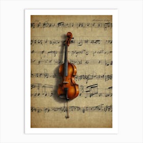 Violin On Music Sheet 1 Art Print