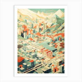 Beijing, China, Geometric Illustration 4 Art Print