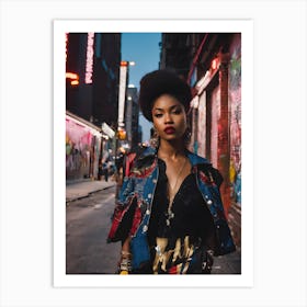 Afro Girl In New York City Art Print