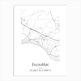 Escoublac,France Minimalist Map Art Print