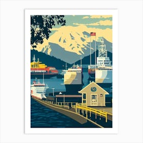 Port Of Seattle United States Vintage Poster harbour Art Print