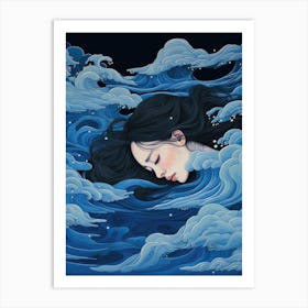 Girl In The Ocean Art Print