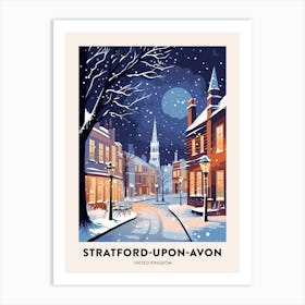 Winter Night  Travel Poster Stratford Upon Avon United Kingdom 3 Art Print