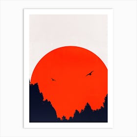 Two Birds Red Art Print