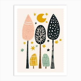 Trees In The Night Art Print