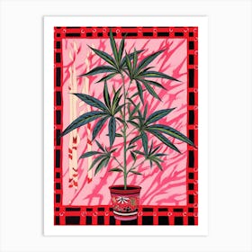 Pink And Red Plant Illustration Dracaena 3 Art Print