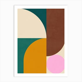 Minimal Mid-Mod Geometry 2/2 Earthy Green Art Print