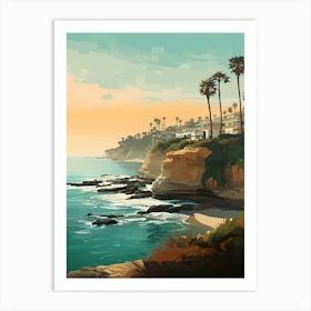 La Jolla Cove San Diego California Mediterranean Style Illustration 3 Art Print