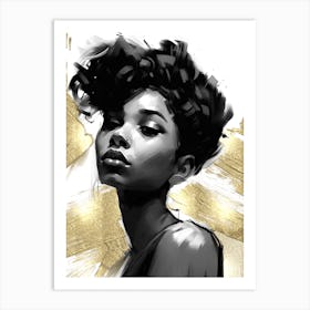 Black Girl with Gold Abstract 17 Art Print