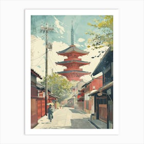 Osaka Japan 2 Retro Illustration Art Print