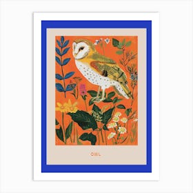 Spring Birds Poster Owl 1 Art Print