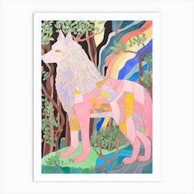Maximalist Animal Painting Timber Wolf 5 Art Print