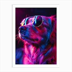 Beautiful Dog Under Neon Lights 16 Art Print