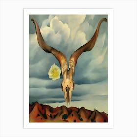 Georgia O'Keeffe - Ram's Head, White Hollyhock-Hills 1 Art Print