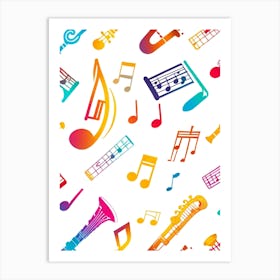 Seamless Pattern Of Musical Notes Art Print