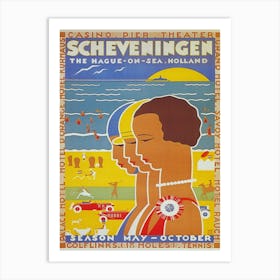 Scheveningen Holland Vintage Beach Poster Art Print