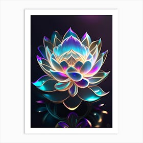 Lotus Flower, Buddhist Symbol Holographic 3 Art Print