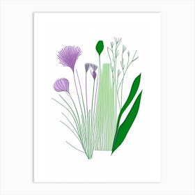 Chives Spices And Herbs Minimal Line Drawing 2 Art Print