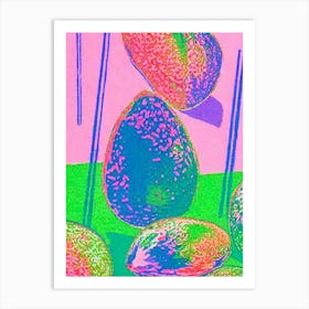 Avocado 3 Risograph Retro Poster vegetable Art Print